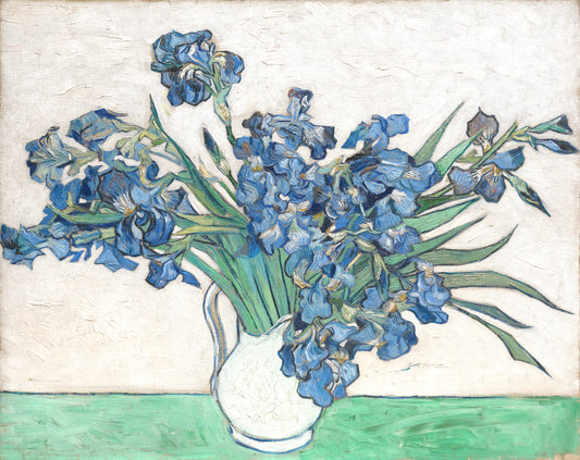 Van Gogh's "Irises in a Vase" – A Floral Masterpiece on Canvas