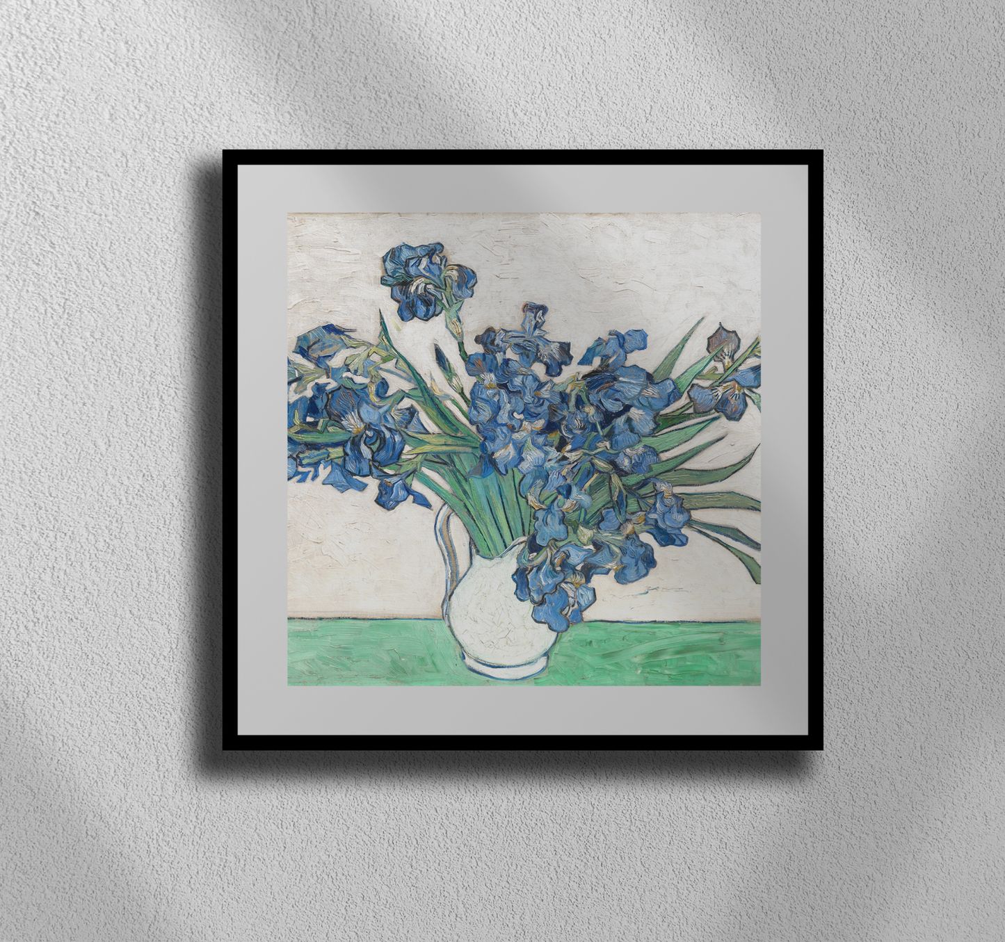 Van Gogh's "Irises in a Vase" – A Floral Masterpiece on Canvas