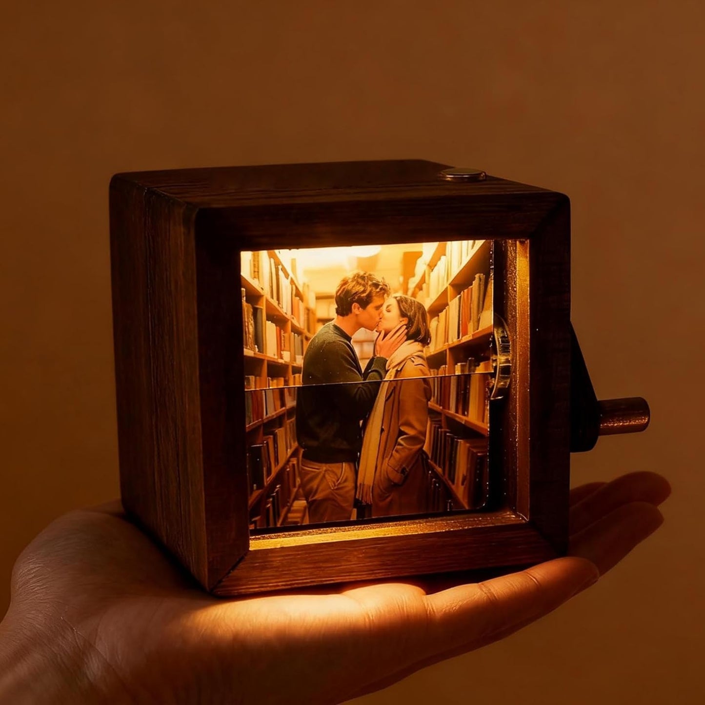 Personalised Photo Flipbook Box With Light - Custom Wooden Photo Gift - Anniversary Birthday Keepsake