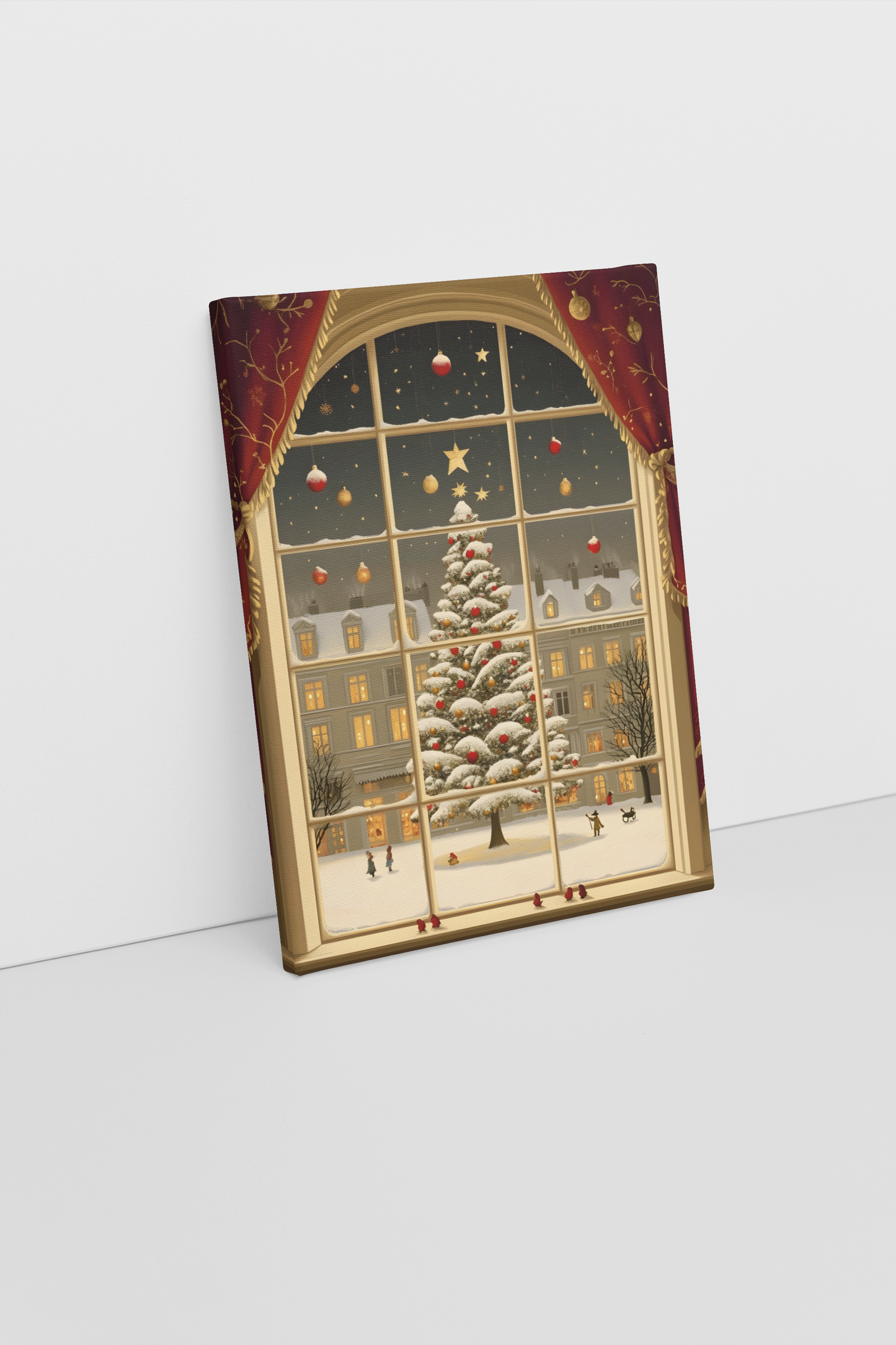 Christmas Tree Window View Canvas Art Print