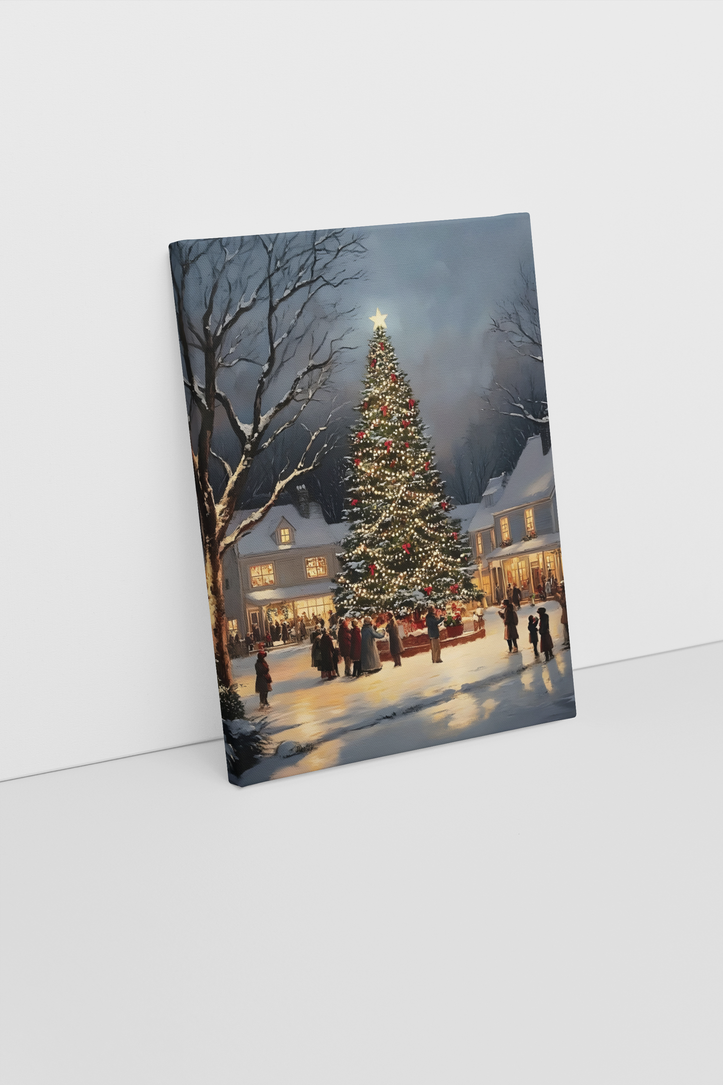 Illuminated Christmas Tree Village Canvas Print – Capturing Holiday Magic