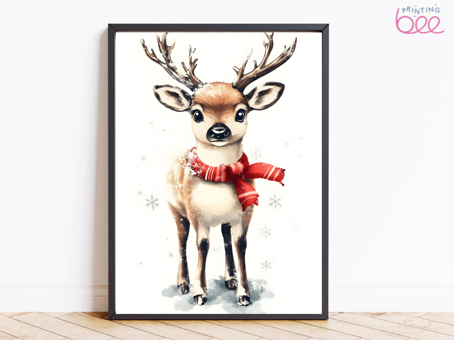 Cute Christmas Reindeer Art Print - Festive Decor for Holiday Cheer