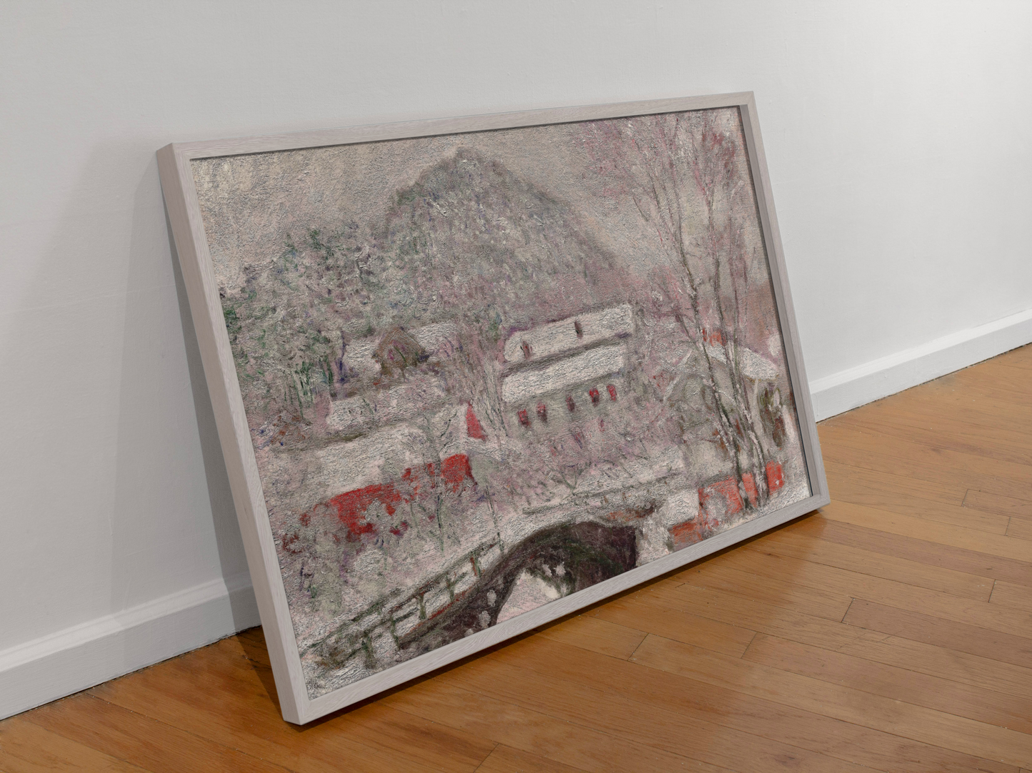 Monet's Winter Village Scene - Enchanting Seasonal Canvas Print