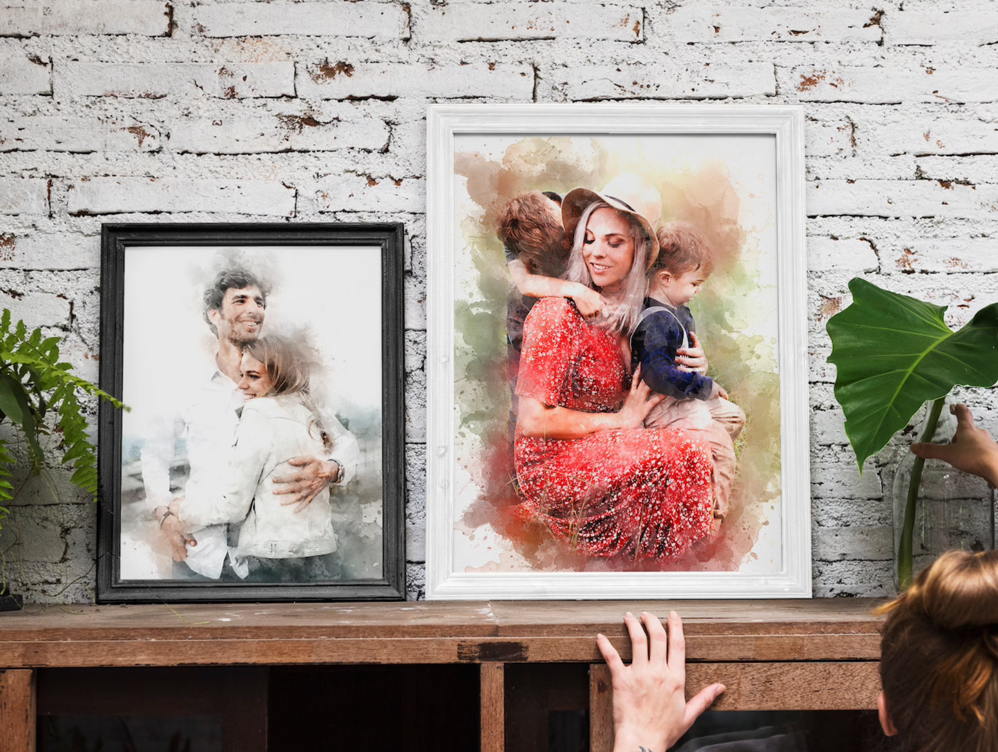 Personalised Watercolour Portrait - Photo to Watercolor Paint - On Canvas, Framed, Prints