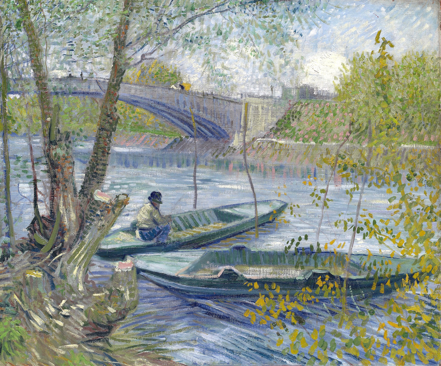 Vincent van Gogh’s "Riverscape with Boats" – Art Print on Canvas and Paper