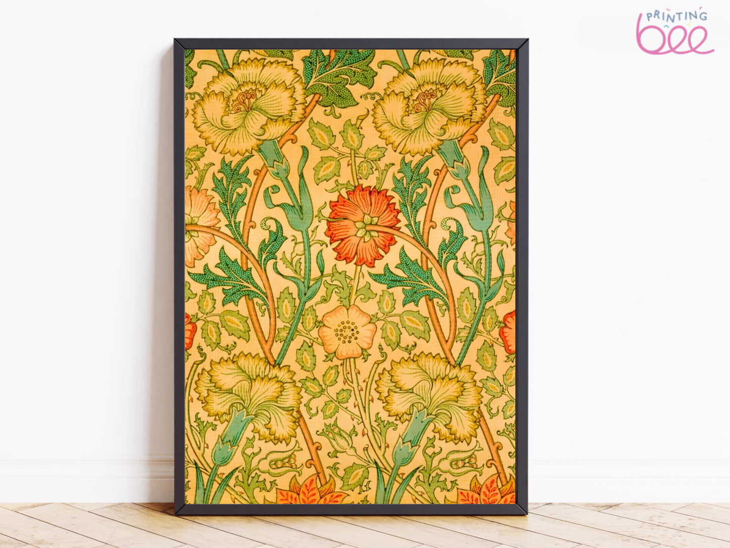 William Morris Pink and Rose Pattern (1890) – Art Print on Canvas and Paper