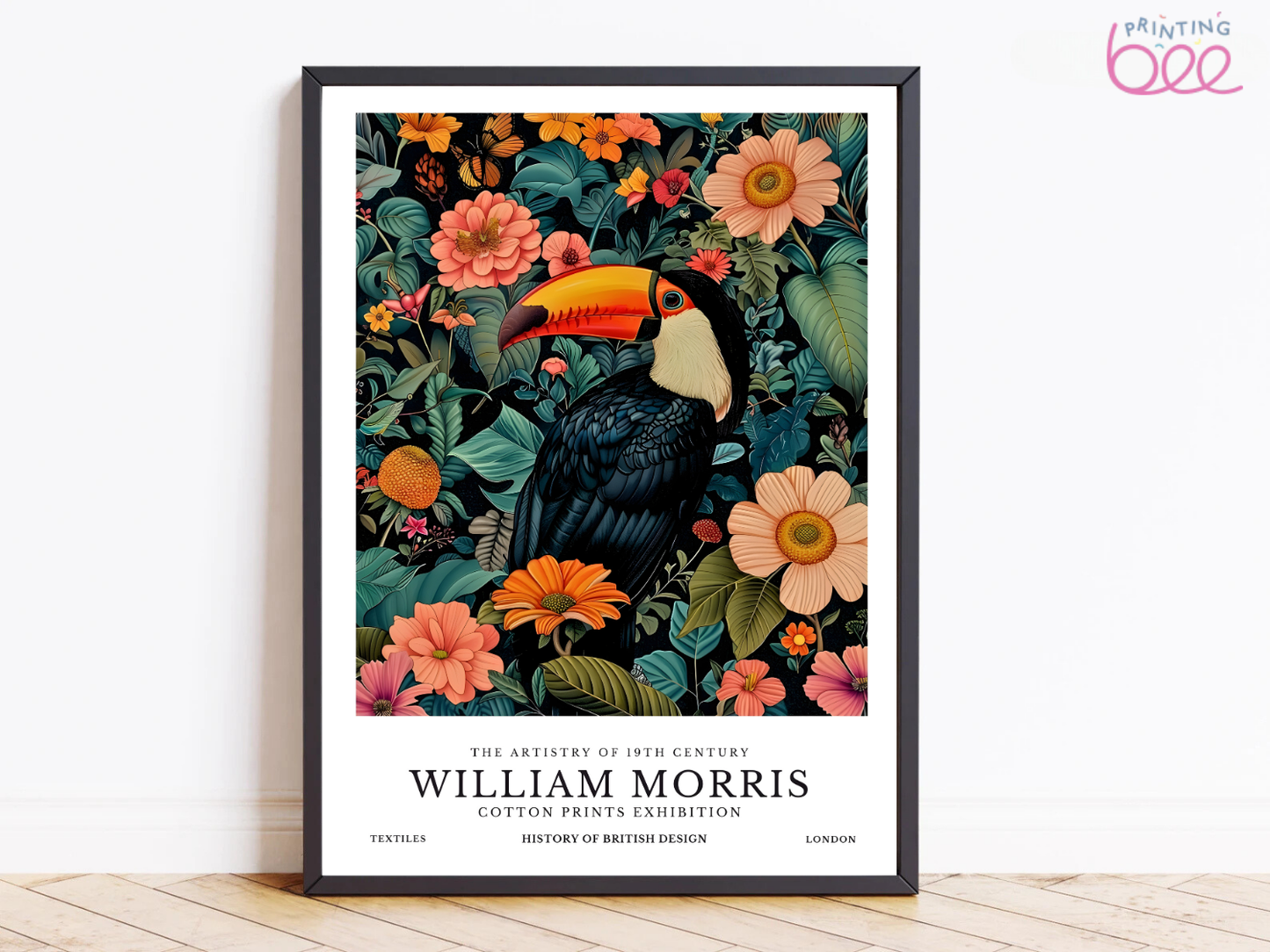 William Morris Vibrant Toucan Garden Art Print on Canvas and Paper