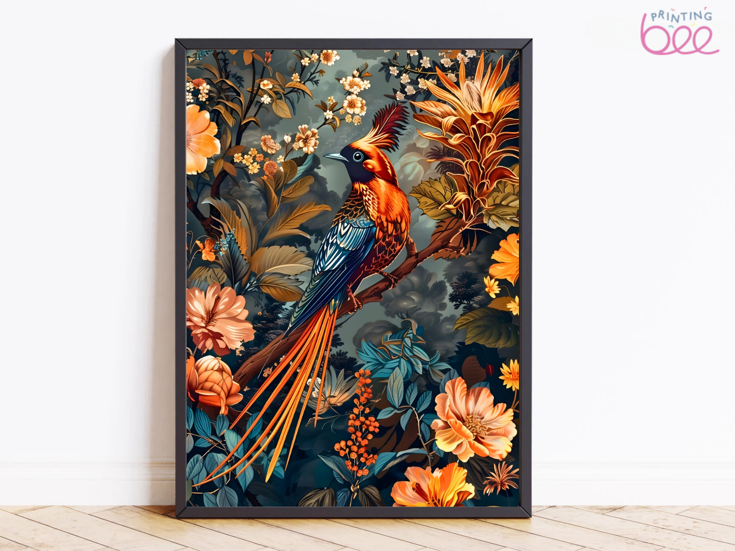 William Morris Inspired Bird & Floral Art Print – Canvas or Fine Art Paper