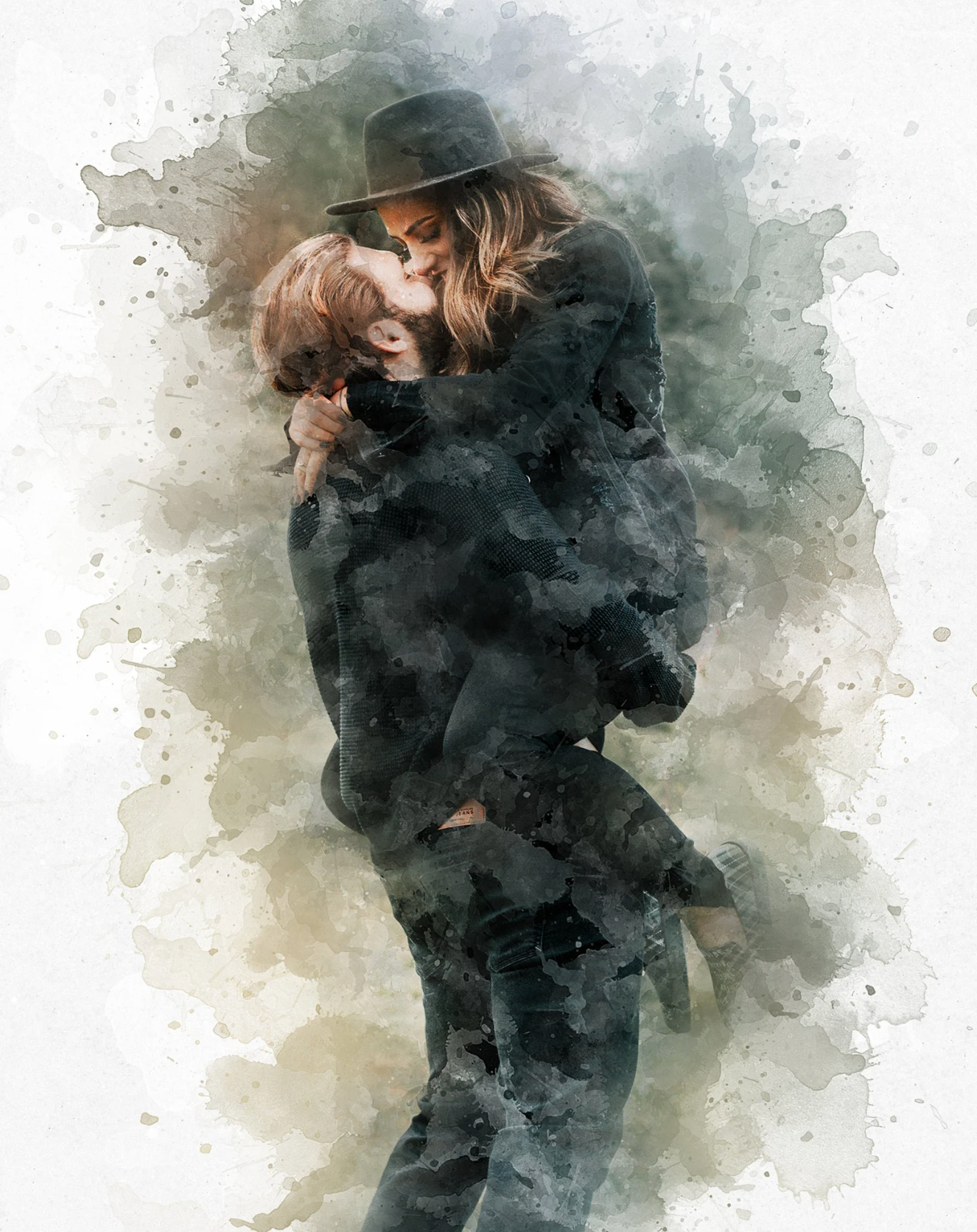 Personalised Watercolour Portrait - Photo to Watercolor Paint - On Canvas, Framed, Prints