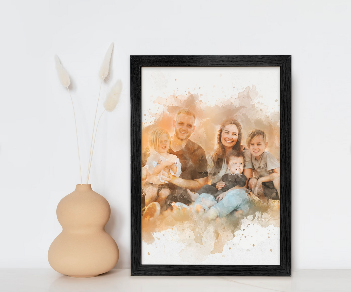 Personalised Watercolour Portrait - Photo to Watercolor Paint - On Canvas, Framed, Prints