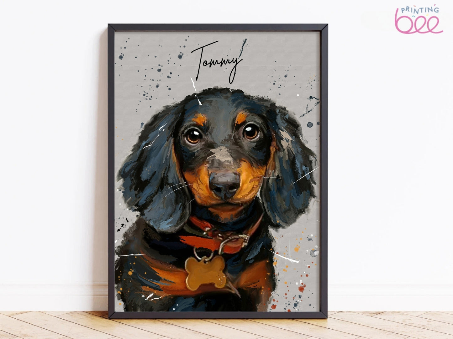 Custom Splatter Paint Dog Portrait | Personalised Pet Art Print | Pet Memorial Gift