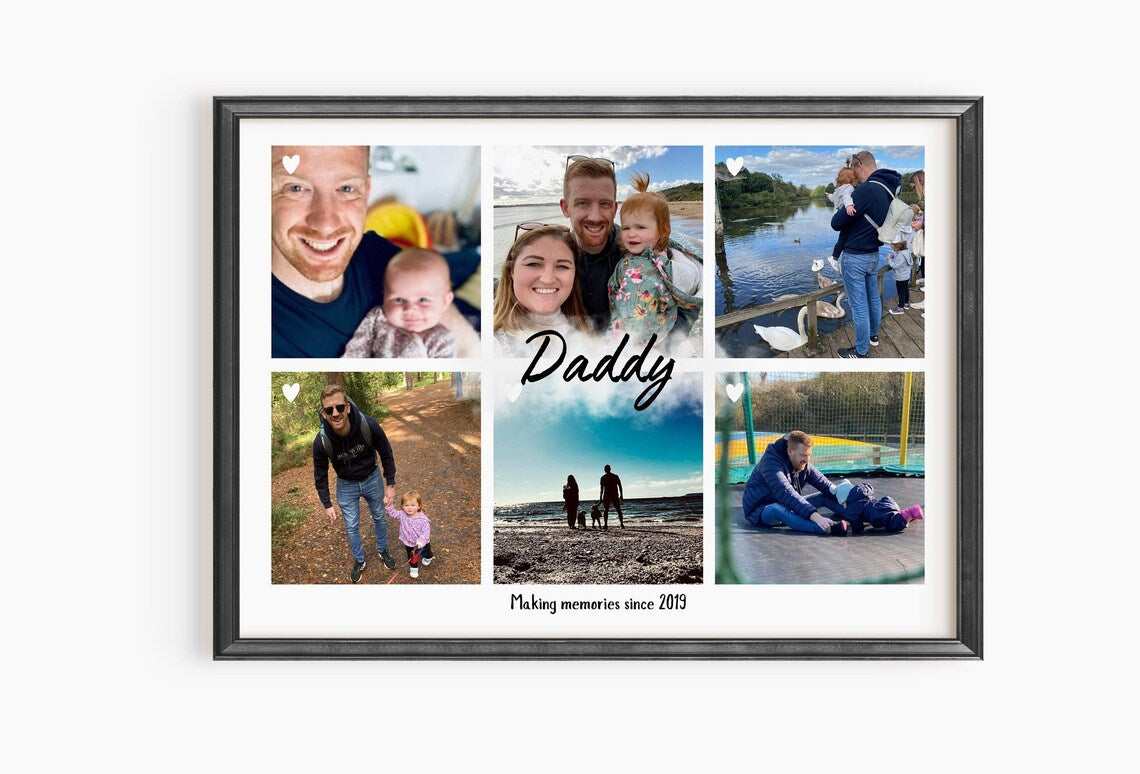 Personalised Daddy Photo Colllage, Father's Day Gift, Picture Frame for Dad, Birthday Gift for Him, Family Photo Print, Unique Dad Gift Art
