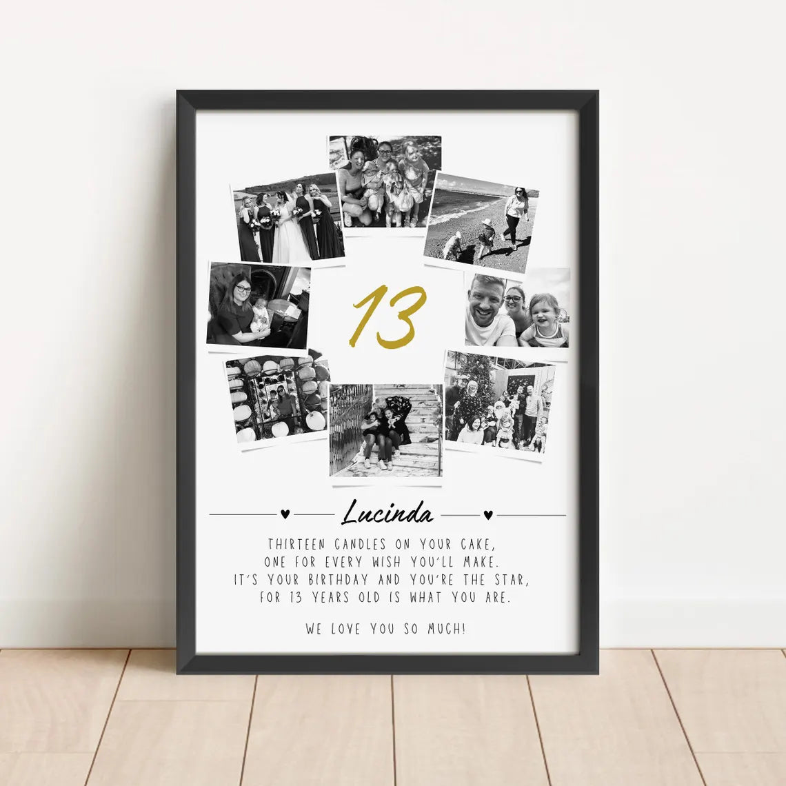 Personalised 13th Birthday Photo Collage, Son Daugher 13th Birthday Party Gift, 13th Birthday Wall Art, Polaroid Photo Decor, Thirteen Gift