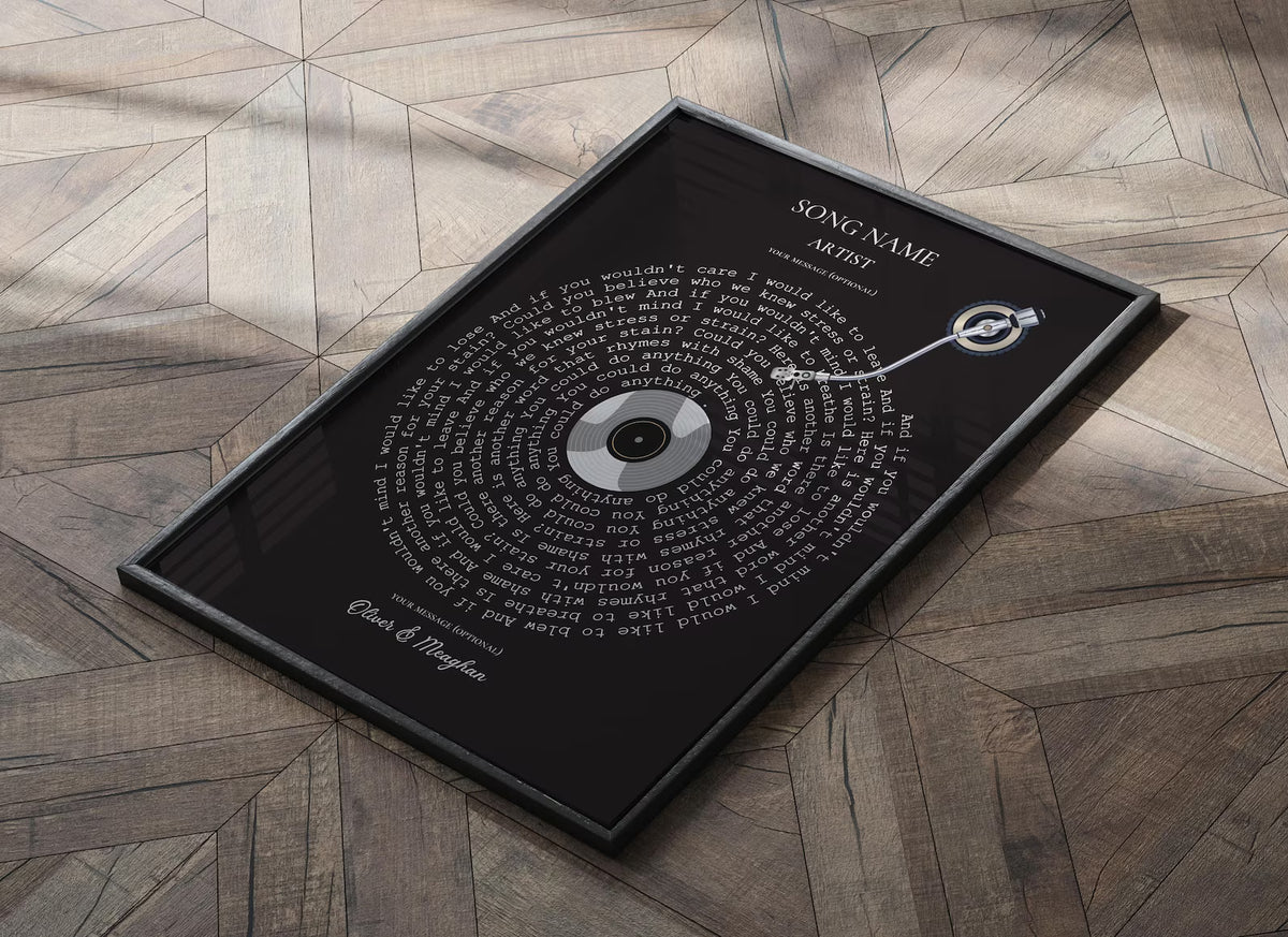 Song Lyrics Poster - Personalised Music Print Gift - Custom Lyric Wall Art
