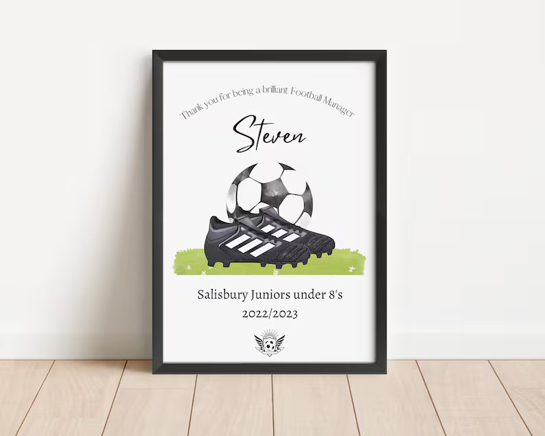 Personalised Football Manager Print, Thank You Gift Print, Football Coach Print, Football Club Gift, Football Assistant Print, End of Season