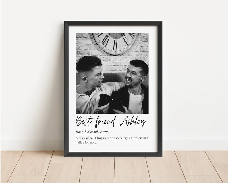 Best Friend Photo Personalised Print, Thoughtful Bestie Birthday Gift, Custom Brother Sister Photo, Friendship Keepsake, Memory Gift Friend