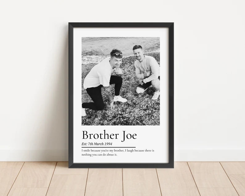 Personalised Brother Print, Gift for Sibling, Brither Birthday Gift, Custom Gift for Uncle, Brothers Custom Pressnr, Framed Photo Gift