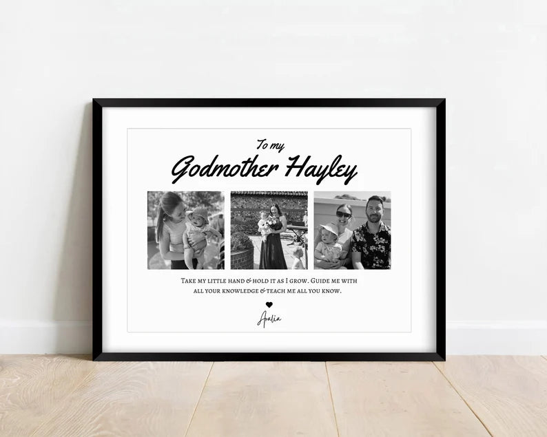 Custom Godmother Photo Gift Print, Personalised Godmother Birthday Gift from Godchild, Godparents Wall Art, Godmother Proposal from Godson