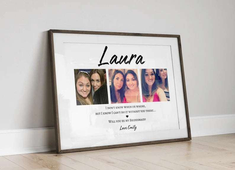 Wedding Proposal Gift Print, Bridesmaid Proposal Photo Print, Bridal Party Reveal, Gift from Bride for Friend, Will you be my Bridesmaid