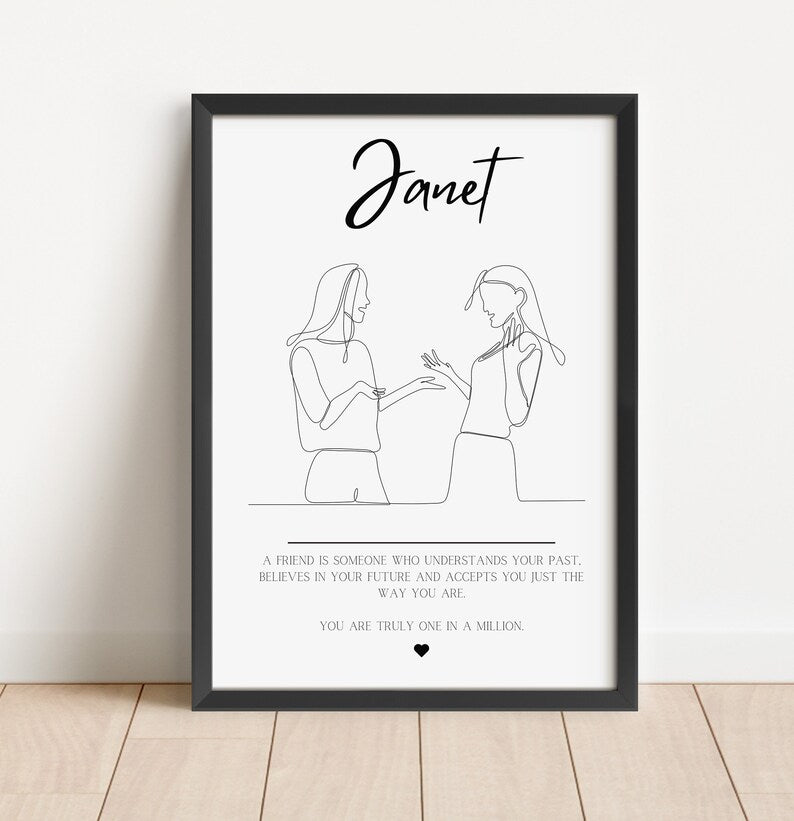 Best Friend Gift Print, Personalised Friendship Print, Thank You Gift for Friend, Best Friend Birthday Gift, Framed Print, Friendship Gift