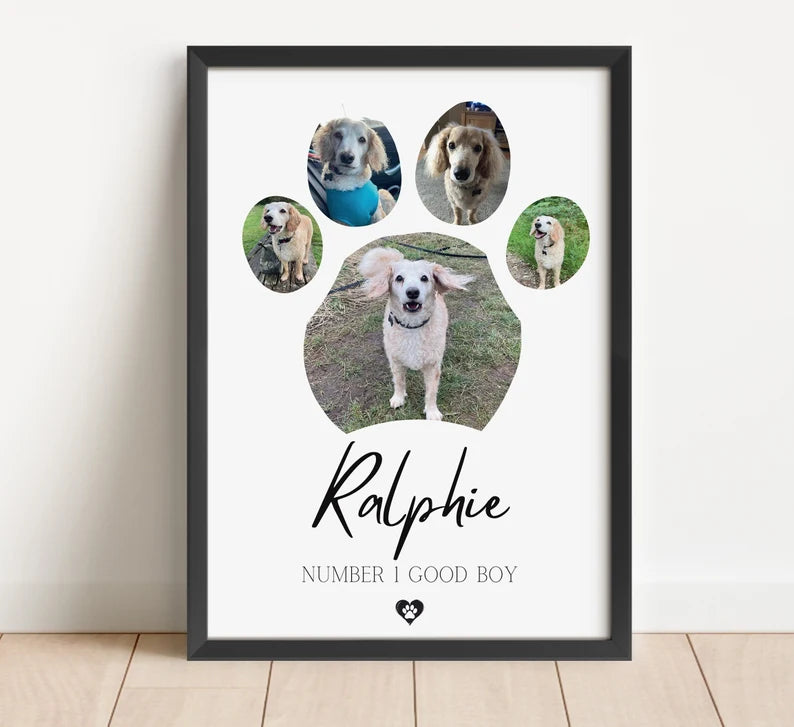 Dog Paw Photo Print, Custom Dog Gift, Dog Memorial Poster, Personalised Pet Print, Couple Gift, Doggy Keepsake, Dog Lover Gift, Pet Memory