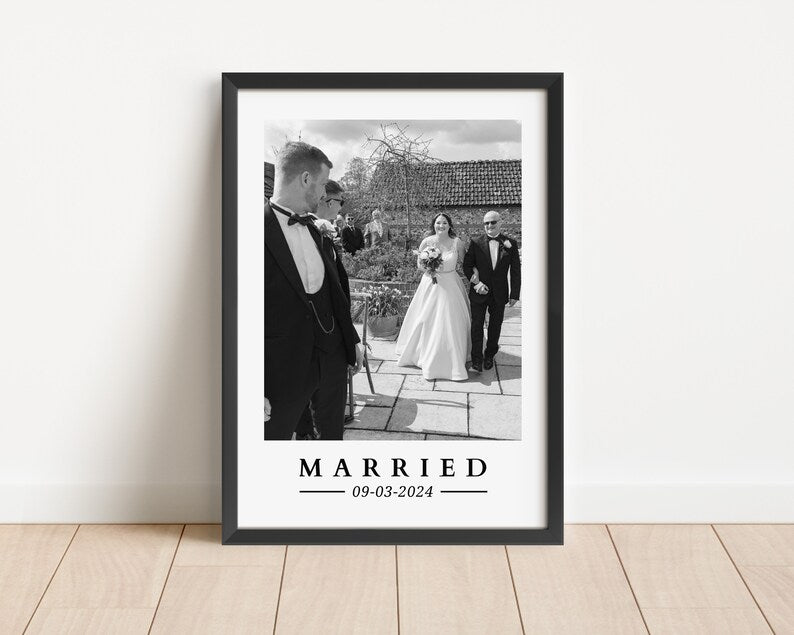 Custom Wedding Photo Gift, Personalised Framed Poster for Wedding, Newly Weds Keepsake, Affordable Wedding Gift for Couple, Gift for Bride