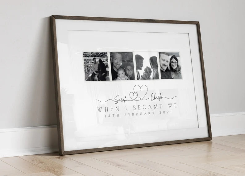 Anniversary Photo Print, Minimalist Line Art, Gift for Girlfriend Wife Fiance, Gift for Her Him, First Anniversary Celebration, Birthday