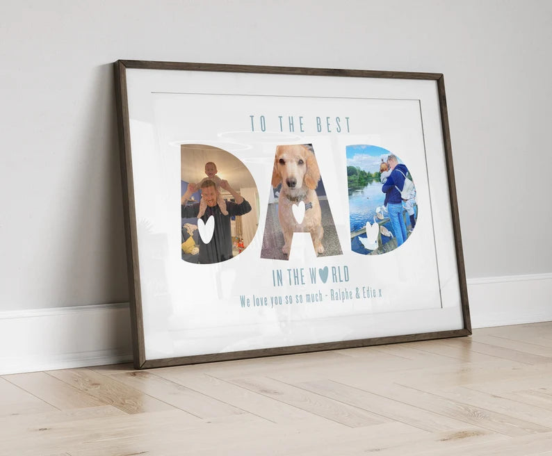 Custom Dad Photo Letters Print, Personalised Daddy Birthday Gift from Son Daughter, Present for New Dad, Fathers Day Gift for New Dast