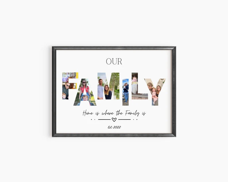 Family Photo Letters Gift, Collage Gift for Parents, Family Home Decor, Personalised Print for New Parents, Housewarming Gift for New Mum
