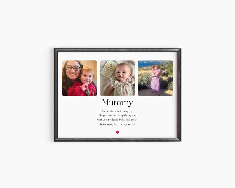 Personalised Mum Photo Print, Mother Gift Child, Mummy Quote Wall Art, Home Wall Decor, Gift from Son Daughter, Family Framed Print, For Her