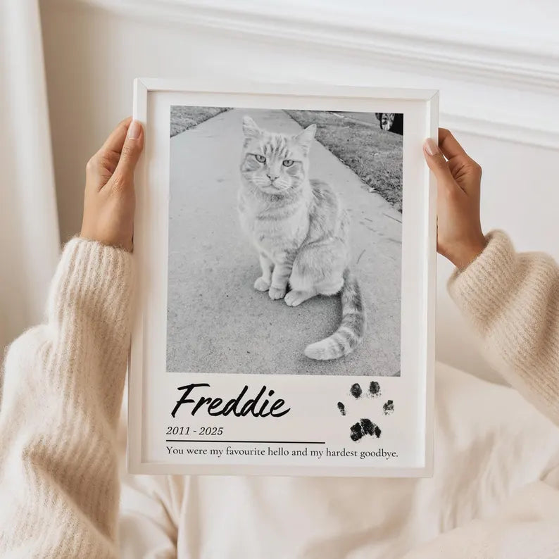 Pet Memorial Print Custom, Dog Memorial, Cat remembrance Gift, Pet Loss Sympathy Present, Optional Paw Print, Memory Gift Print for Lost Pet