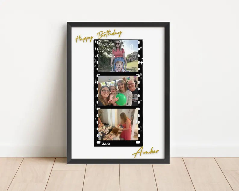 Personalised Happy Birthday Signature Print, Birthday Gift Colleague, Signable Birthday Art, Milestone Photo Family Gift, Customisable Print