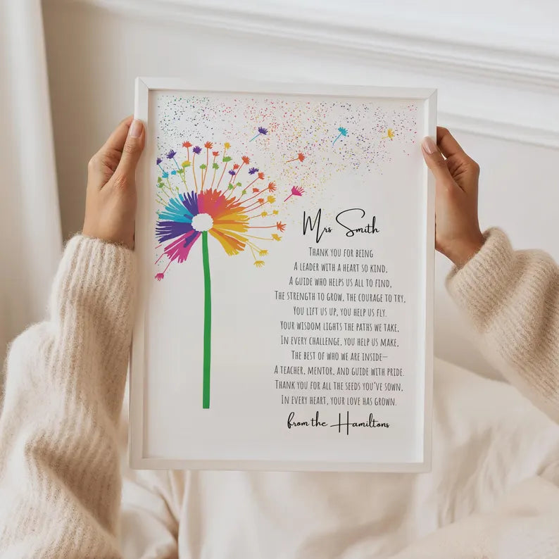 Personalised Head Teacher Gift, End of Year Teacher Gift, Teacher Appreciation Print, Customisable Teacher Wall Art, End of School Term Gift