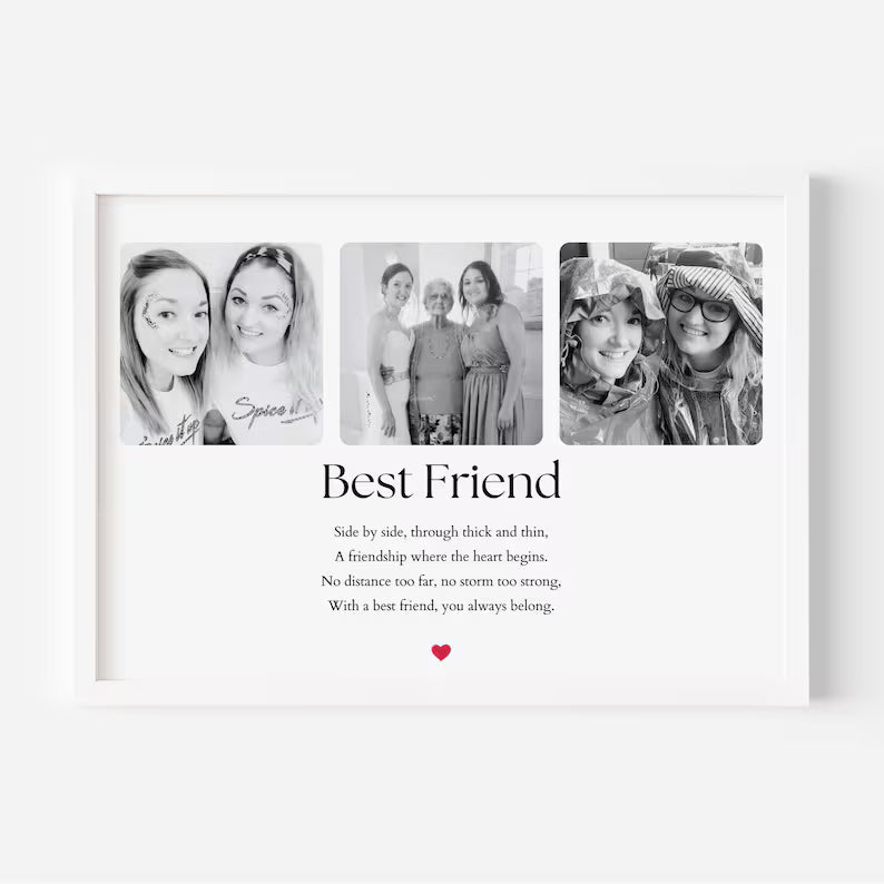 Best Friend Photo Collage, Personalised Friendship Gift, Custom Picture Frame, Long Distance Friend Gift, Sentimental Friend Gift for Her