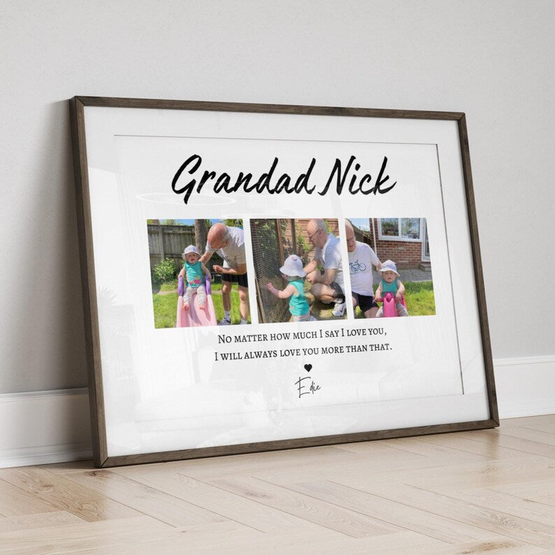 Personalised Grandad Photo Print, Grandpa Birthday Gift for Grandparent Keepsake, Dad Birthday, Custom Name Gift for Grandad, Dad Gift Print