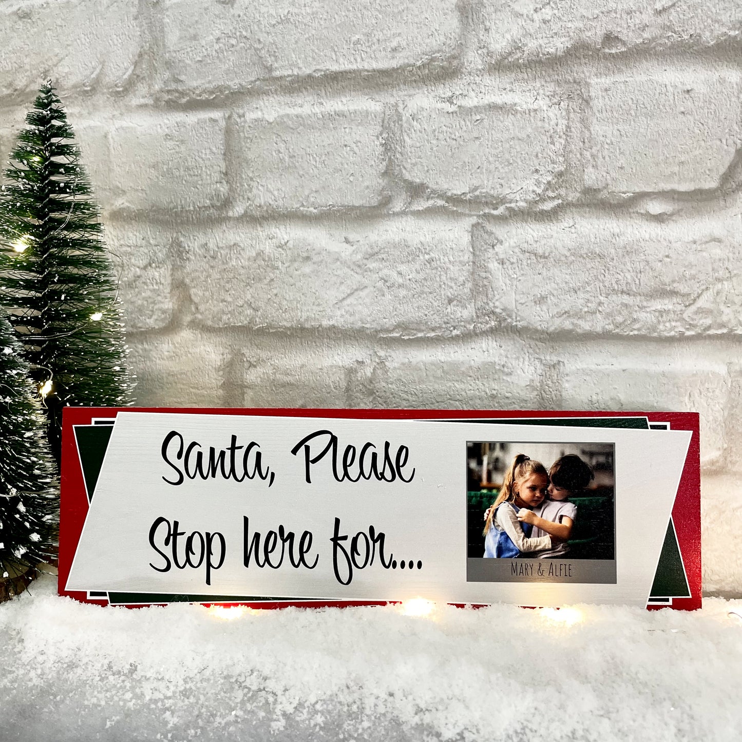 Personalised Santa Stop Here Wooden Block