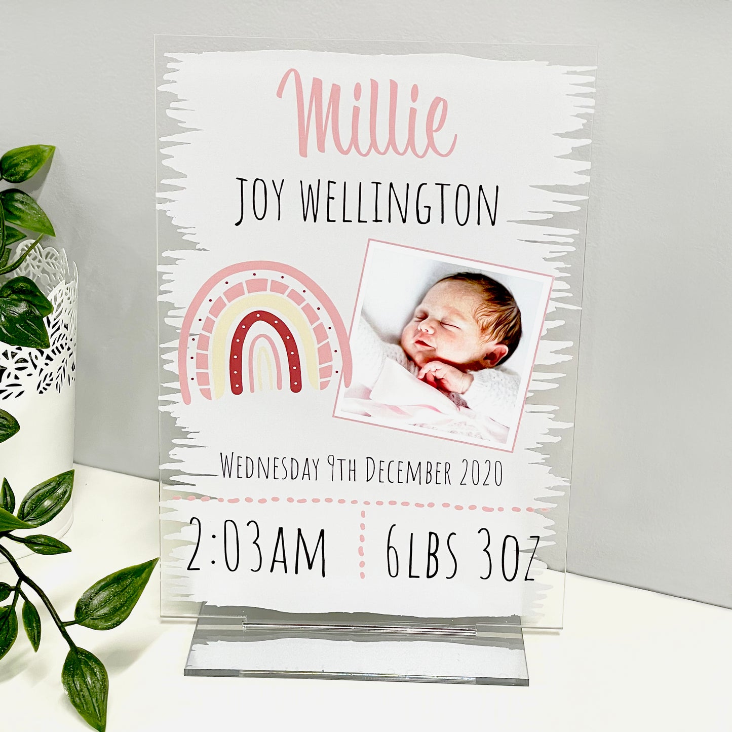 Birth Announcement Plaque – Personalised Birth Details