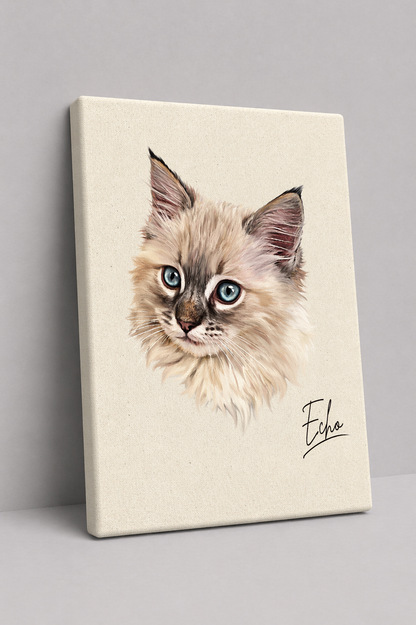 Hand Painted Cat Portrait From Photo - Personalised Cat Painting Gift - Canvas, Framed, Prints