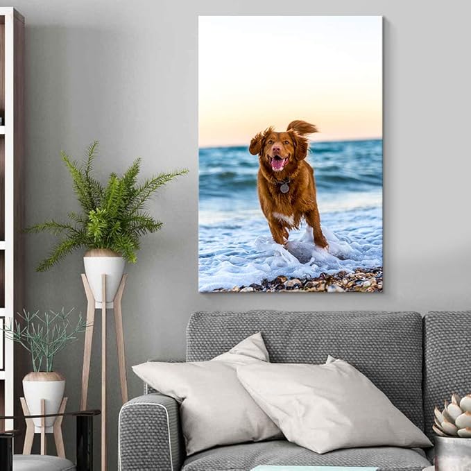 Custom Canvas Prints with Your Photos for Pet/Animal, Personalised Pictures to Canvas for Wall Framed