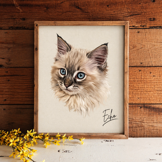 Hand Painted Cat Portrait From Photo - Personalised Cat Painting Gift - Canvas, Framed, Prints