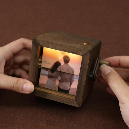 Personalised Photo Flipbook Box With Light - Custom Wooden Photo Gift - Anniversary Birthday Keepsake
