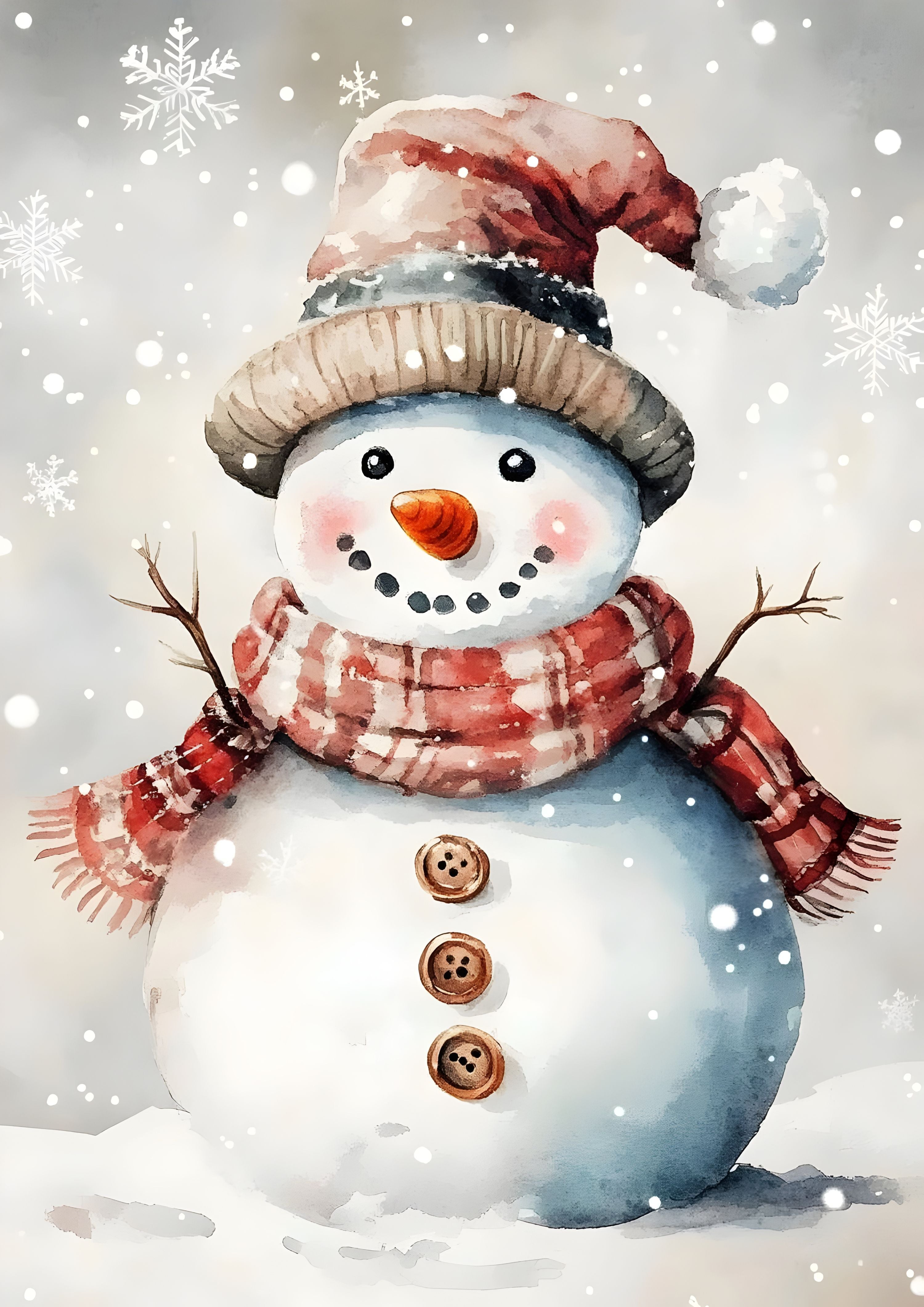 adorable snowman canvas print - winter holiday decor with festive