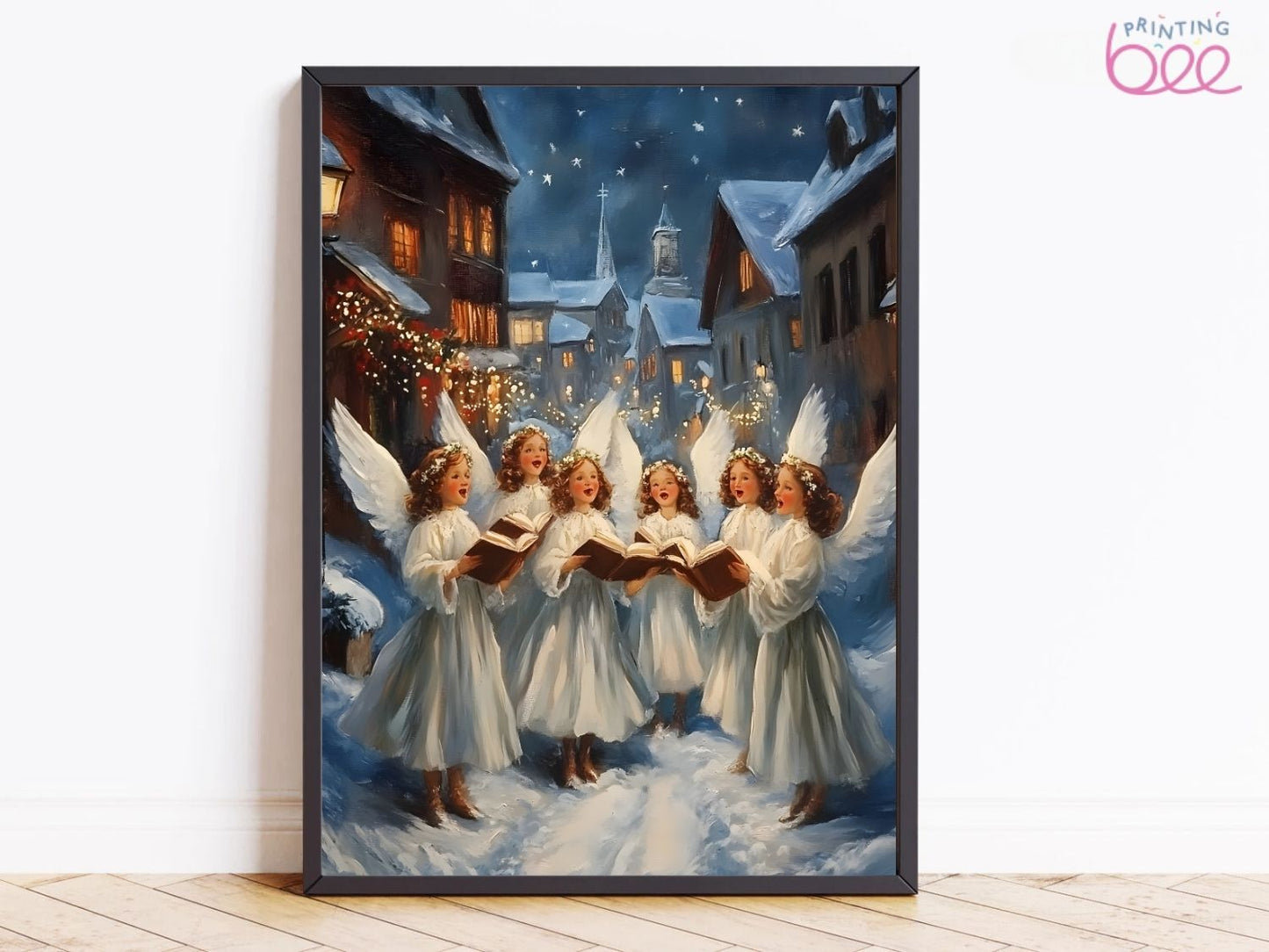 Angelic Carolers Canvas Art Print | Charming Christmas Decor