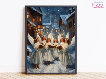 Angelic Carolers Canvas Art Print | Charming Christmas Decor