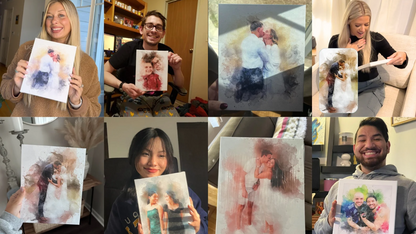 Personalised Watercolour Portrait - Photo to Watercolor Paint - On Canvas, Framed, Prints