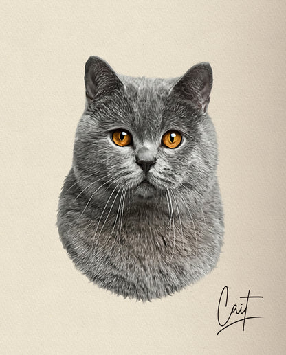 Hand Painted Cat Portrait From Photo - Personalised Cat Painting Gift - Canvas, Framed, Prints