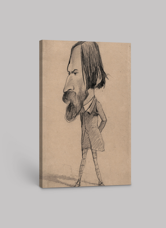 "Caricature of a Distinguished Gentleman" - Pencil Sketch Canvas Art