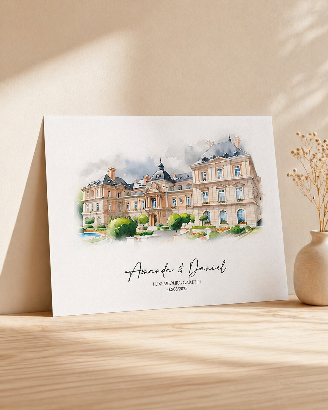 Personalised Wedding Venue Watercolour Portrait From Photo | First Date & Anniversary Gift | Custom Canvas or Framed