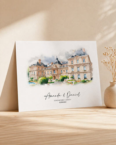 Personalised Wedding Venue Watercolour Portrait From Photo | First Date & Anniversary Gift | Custom Canvas or Framed