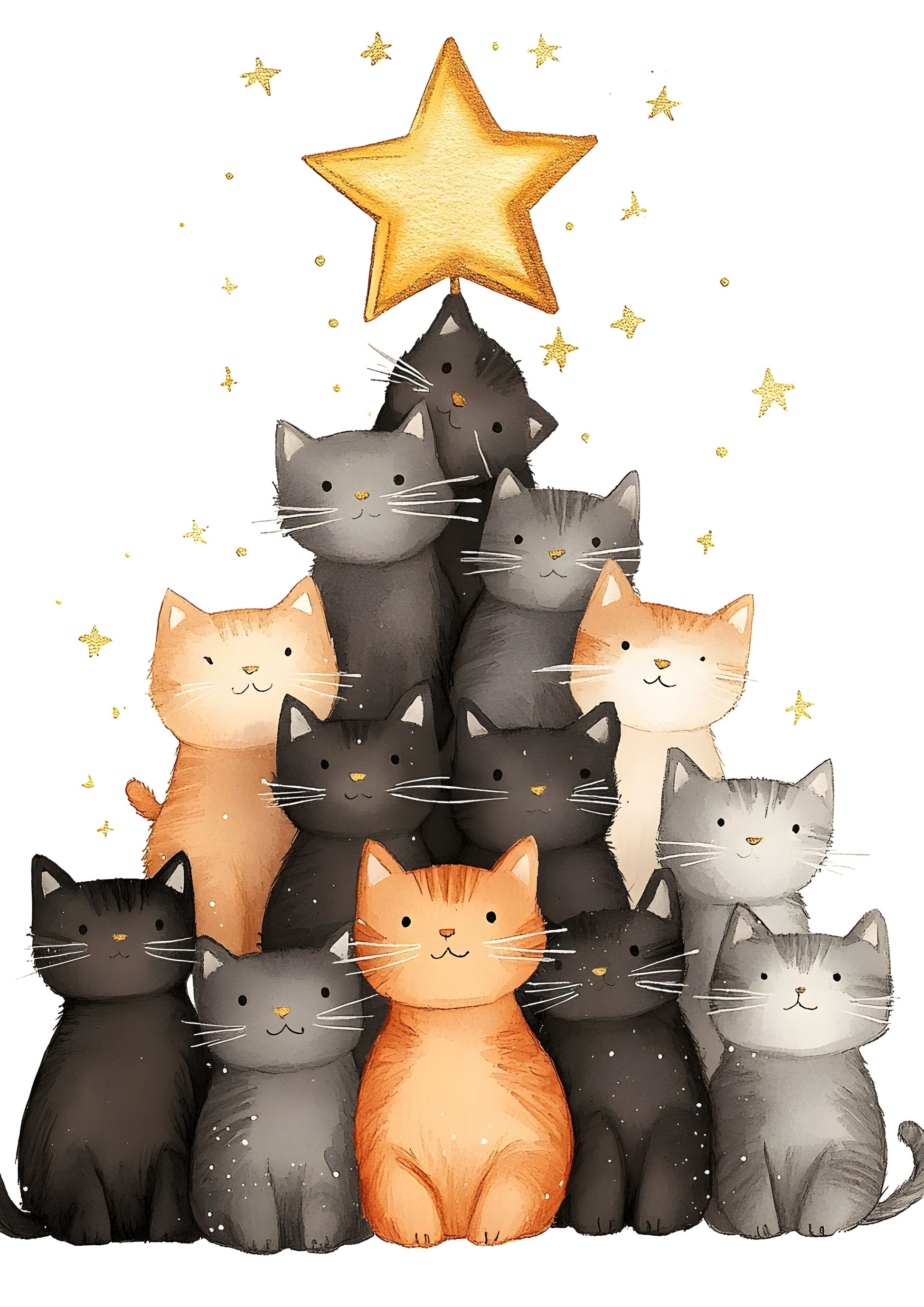 Christmas Cat Tree Canvas Print Festive Feline Holiday Wall Art